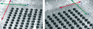 Figure 3: Regardless of rotation or angular view, rows may be scanned with a single X or Y axis